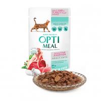 پوچ مخصوص گربه با گوارش حساس با طعم بره و بوقلمون OPTIMEAL