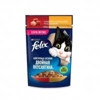پوچ گربه فلیکس گوشت و مرغ در ژله Felix Chicken & Beef In Jelly