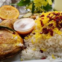 چلو مرغ سرخ شده