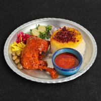 زرشک پلو با ران مرغ سس پز