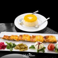 سبزی پلو با ماهی قزل آلا کبابی