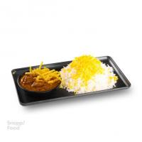 چلو خورشت قیمه با گوشت مرغ 