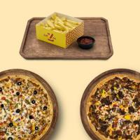 کمبو پیتزا استیک + پیتزا بیکن + سیب زمینی ساده