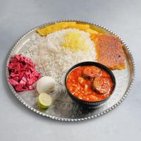 چلو خورشت قیمه بادمجان با برنج خارجی