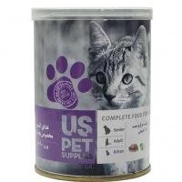 کنسرو مخصوص بچه گربه یو اس پت، حاوی مرغ و سیب، پته 400 گرمی