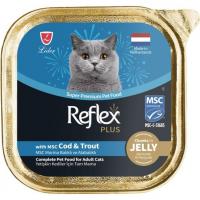 ووم گربه رفلکس پلاس پته با طعم شاه ماهی و ماهی کاد وزن ۸۵ گرم