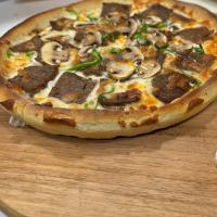 پیتزا سیر و استیک آمریکایی 23 سانتی متری