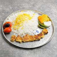 چلو جوجه کباب زعفرانی یک سیخ