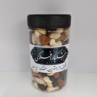 آجیل چهار مغز خام+تخمه کدو خام+3 مویز قوطی