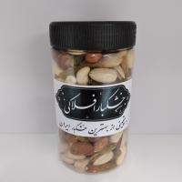 آجیل چهار مغز خام+کشمش سبز قوطی