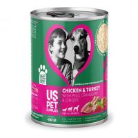 کنسرو نچرال سگ بالغ یو اس پت با طعم مرغ و بوقلمون