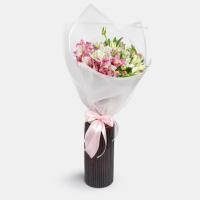 دسته گل آلسترومریا صورتی و سفید 10 شاخه