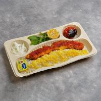 چلوجوجه کباب فیله اسپایسی یک سیخ