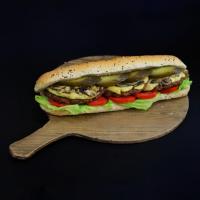 برگر با قارچ و پنیر (نان باگت)