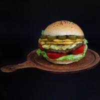 برگر چیکن و گوشت (نان گرد)