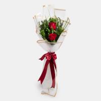 دسته گل رز 2 شاخه با کاغذ ضد آب