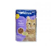 پوچ گربه وینستون طعم مرغ در آب مرغ 100 گرم