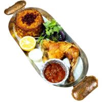 ته چین مرغ با مرغ سرخ شده 
