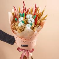 دسته گل خشک ۵ شاخه پنبه سبزه ریزه نود