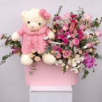 باکس گل خرس صورتی بزرگ