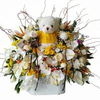 باکس گل عروسک تم زرد