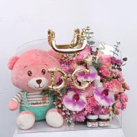 باکس گل عروسک خرس مهربان