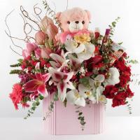 باکس گل هدیه صورتی  مدل 3