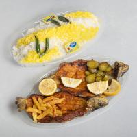 سینی مخصوص ماهی قزل آلا سرخ شده سه نفره