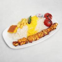 چلو جوجه کباب ران زعفرانی