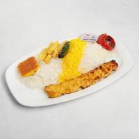 چلو جوجه کباب سینه زعفرانی