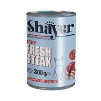 کنسرو غذای گربه استیک با طعم گوشت شایر Shayer Fresh Steak Beef وزن 300 گرم