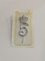 شمع عدد 5 نقره ای 