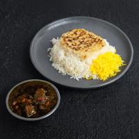 چلو خورشت قورمه سبزی (ظرف مایکروفری)