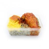 باقالی پلو با سینه مرغ سس پز