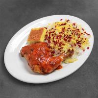 زرشک پلو با ران مرغ سس پز