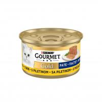 کنسرو گربه گورمت گلد پته مغز دار با طعم مرغ