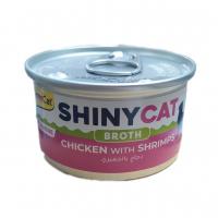 کنسرو گربه شاینی کت جیمکت آبگوشت مرغ و میگو ۷۰ گرمی