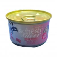 کنسرو گربه شسیر سیلور مرغ و اردک قرمز 70 گرم