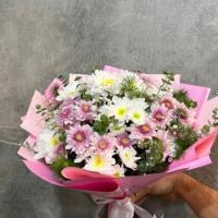 دسته گل داوودی (سفید صورتی)