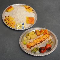 چلو جوجه کباب سینه زعفرانی مخصوص یک سیخ (300 گرمی)