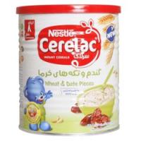 سرلاک گندم و تکه های خرما به همراه شیر