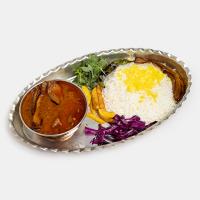 چلو خورشت قیمه بادمجان (برنج ایرانی)