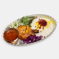 زرشک پلو با مرغ سرخ شده (برنج ایرانی)