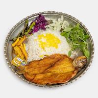سینی ماهی قزل آلا سرخ شده (برنج ایرانی)