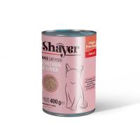 کنسرو غذای گربه با طعم مرغ و جگر شایر 400 گرم