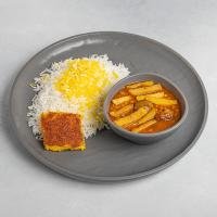 چلو خورشت قیمه سیب زمینی