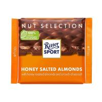 تابلت شکلات شیری و عسل و نمک و بادام ریتر اسپورت ۱۰۰ گرم