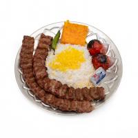 چلو کباب کوبیده دو سیخ