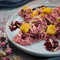 آلبالو پلو با مرغ ساته