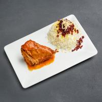 زرشک پلو با سینه مرغ سس پز